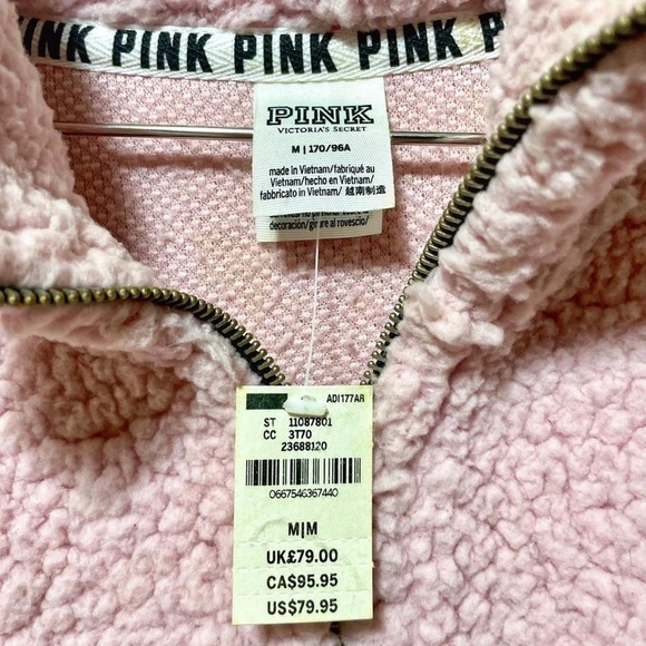 Victoria's Secret Pink Sherpa Quarter Zip Pullover - Picture 2 of 2